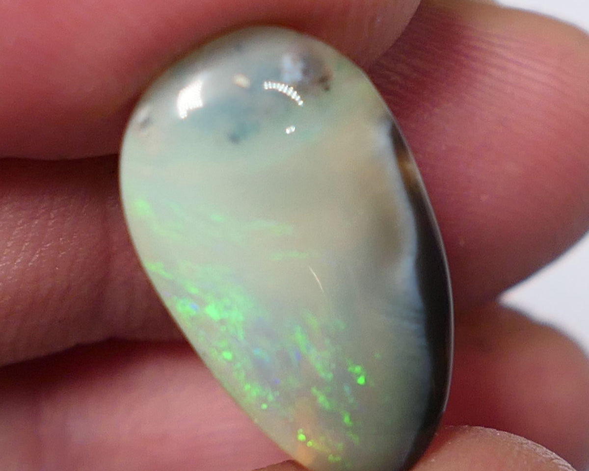 Lightning Ridge Dark Crystal opal Picture Stone Gemstone 4.4cts Polished ready for setting Green/Yellow/Blue fires 19x11x3mm  0639