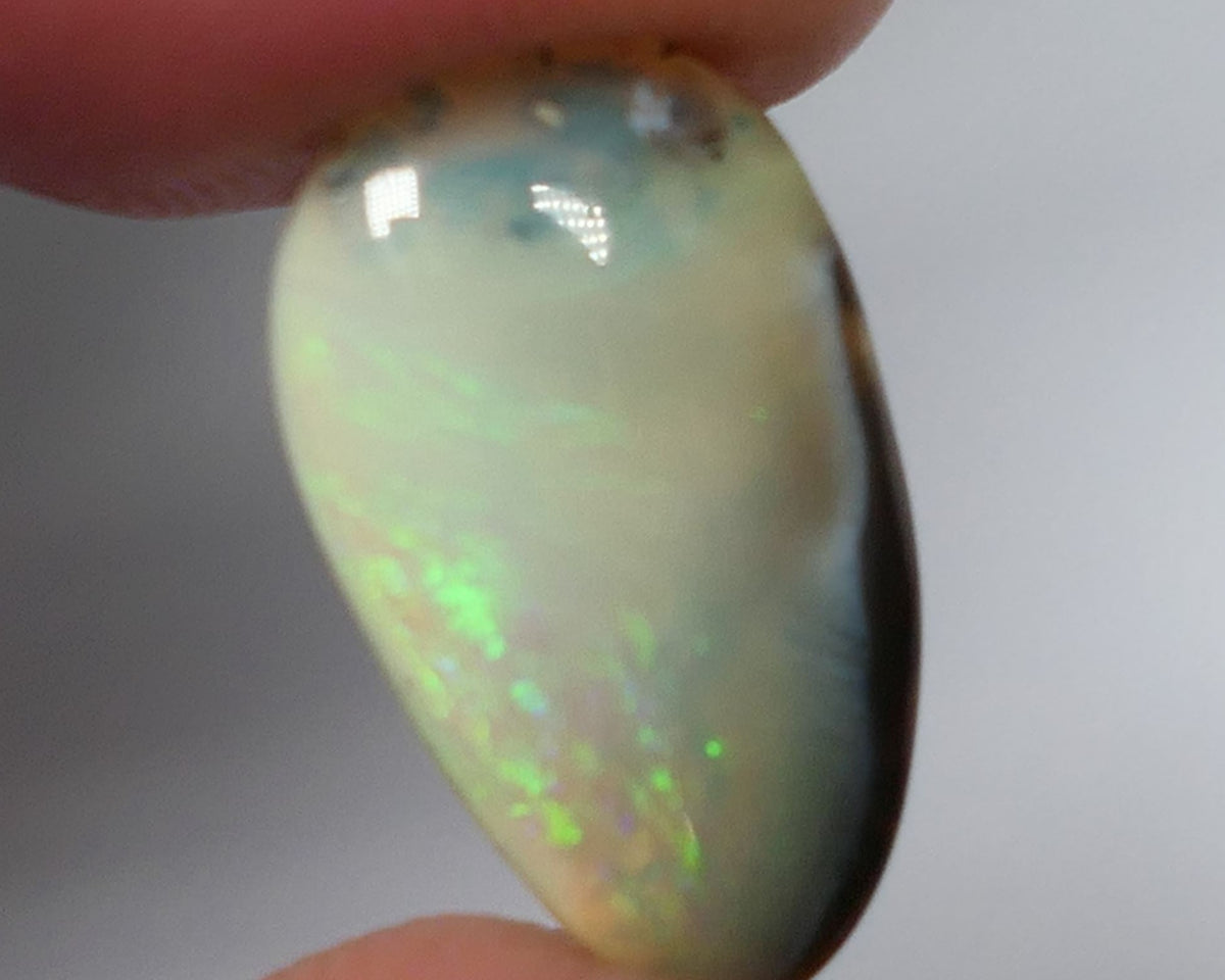 Lightning Ridge Dark Crystal opal Picture Stone Gemstone 4.4cts Polished ready for setting Green/Yellow/Blue fires 19x11x3mm  0639