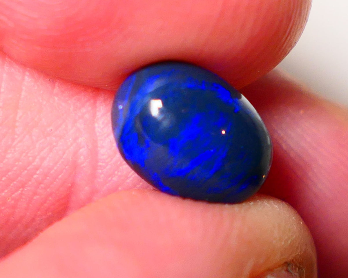 Lightning Ridge Black Crystal Opal Gemstone 2.40cts Gem Grade Mulga® N4 Black Body Tone High dome B6 Brightness Stunning Royal Blues 10x6x5mm UK07