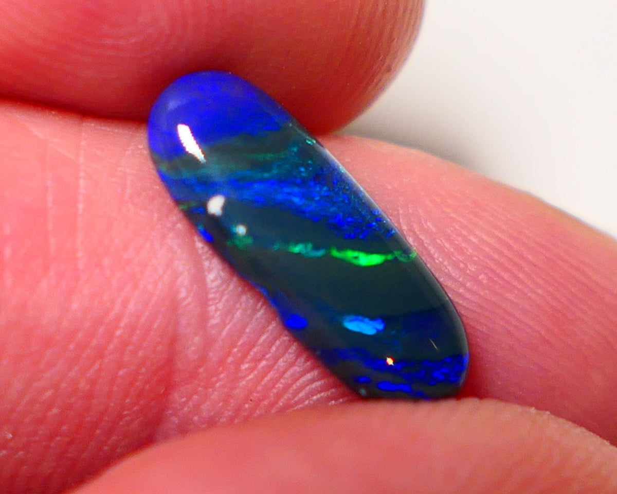 Lightning Black Opal Gemstone 2.4cts Gem Grade Mulga® N3 Black Body Tone B4 Brightness Stunning Multifires 15x6x3mm UK06