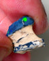 Lightning Ridge Rough Opal 7cts Dark Base Gamble Seam Patches of Bright Green & Blues 18x13x5mm 0667