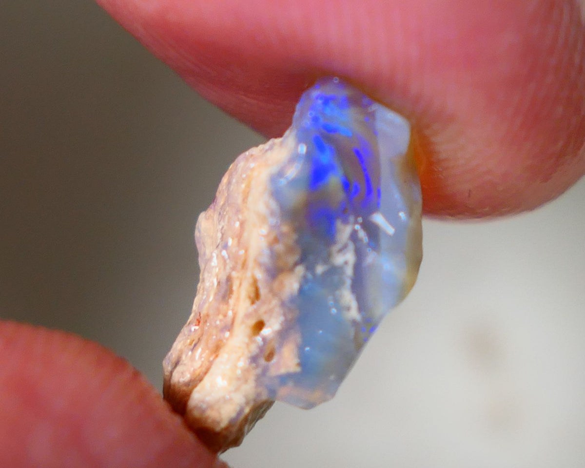 Lightning Ridge Rough Opal 4.75cts Piece of a Dark Crystal Base Pea Knobby showing nice Bright colours 17x8x6mm 0914