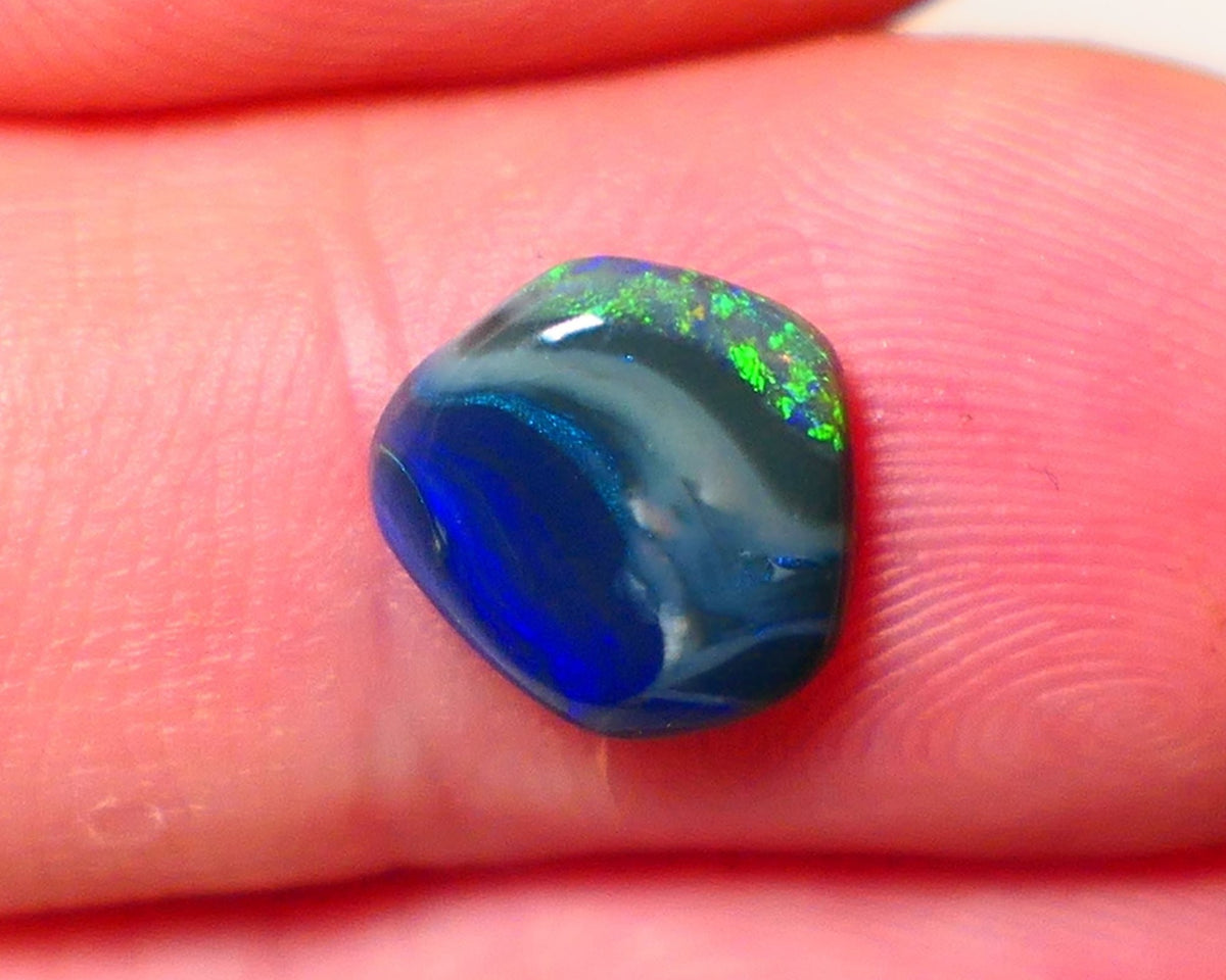 Lightning Ridge Black opal Picture Stone Gemstone 1.95cts Polished ready for setting Bright Green & Blue fires 10x8x2.5mm 0706