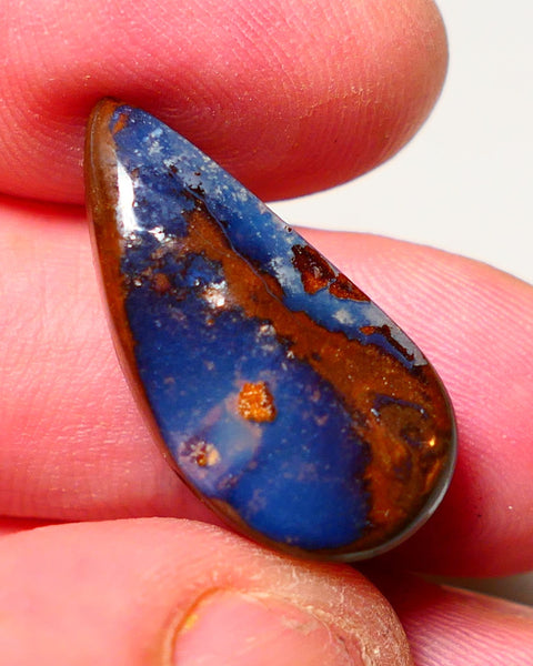 Winton Boulder Opal Gemstone 22cts Nice Face showing Bits of Fires only Ready Drill as a Pendant 25x13x8mm 0721