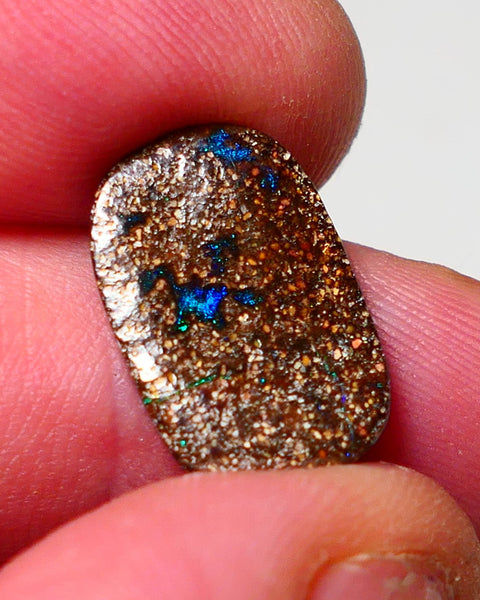 Winton Boulder Opal Gemstone 5.7cts Face showing Bits of Blue Fires only 18x11x3mm 0925