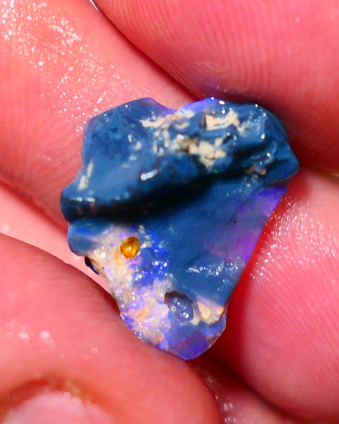 Lightning Ridge Opal Black Crystal Base Seam Rough Rub 5.5cts Gorgeous Stunning Bright fires 18x15x6mm 0954