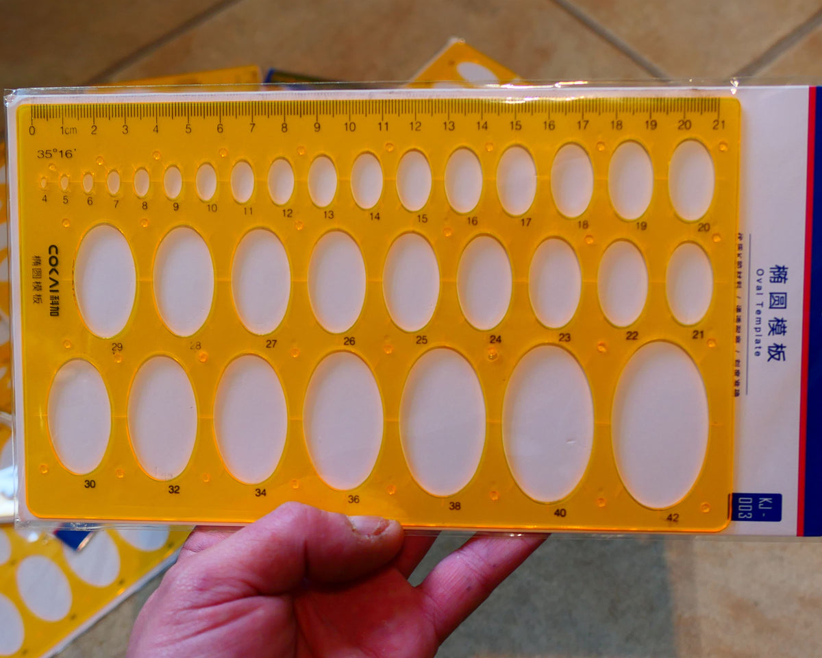 OFM Oval Template / stencil for designing and for marking opals and other gemstones for cutting calibrated stones