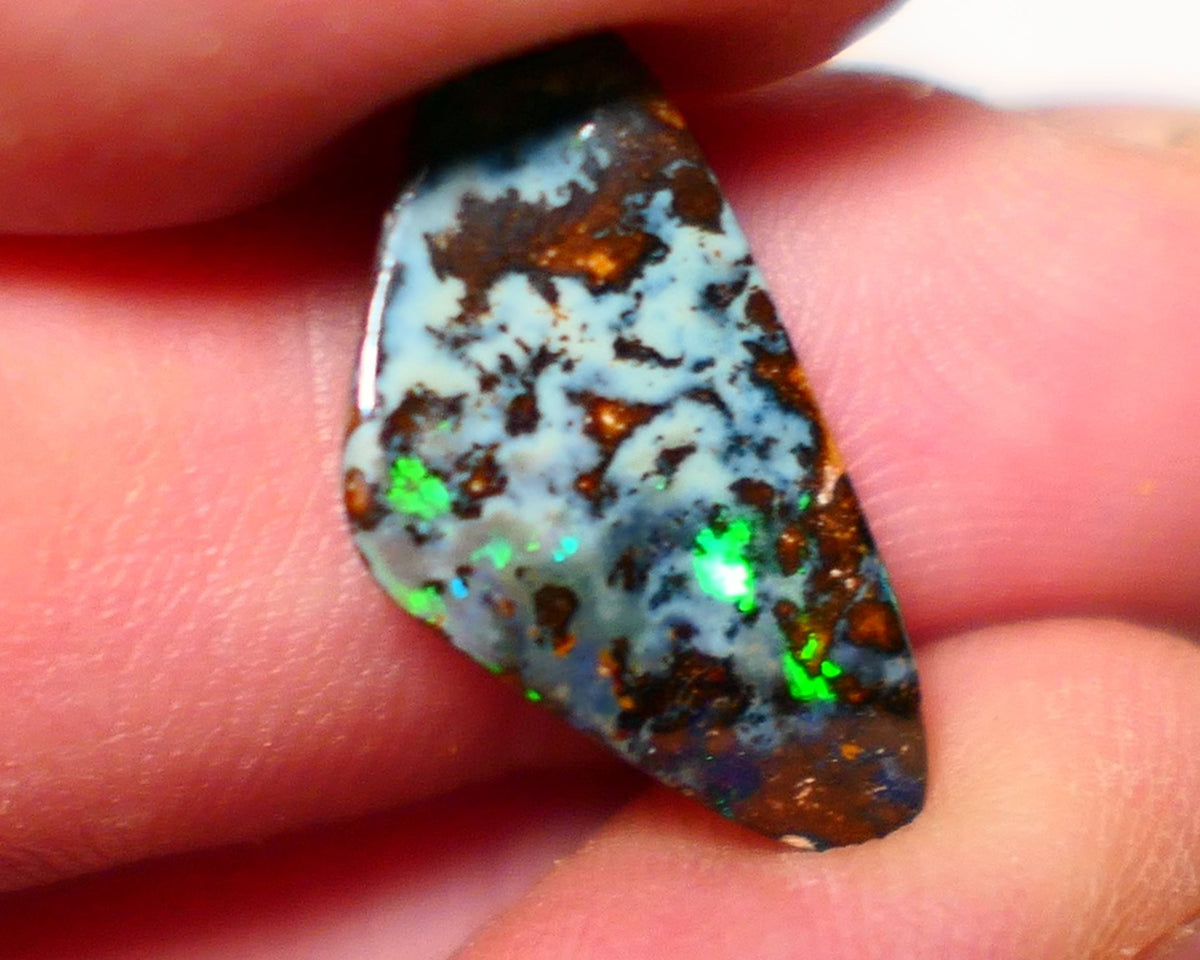 Australian Queensland Boulder opal Polished Gemstone 7.15cts Bright gorgeous fires From Winton 20x10x4mm BO017