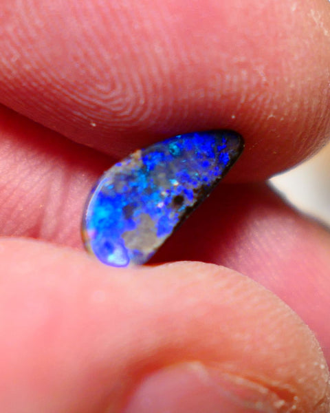 Australian Queensland Boulder opal Polished Gemstone 1.40cts Freeform cut Bright gorgeous blue fires From Winton  11x5x2.5mm A1518