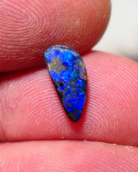 Australian Queensland Boulder opal Polished Gemstone 1.40cts Freeform cut Bright gorgeous blue fires From Winton  11x5x2.5mm A1518