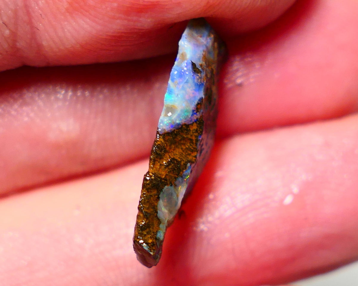 Queensland Boulder Boulder opal 7.00cts rough Winton gorgeous veins with nice Blue dominant fires 22x11x3mm BO-025