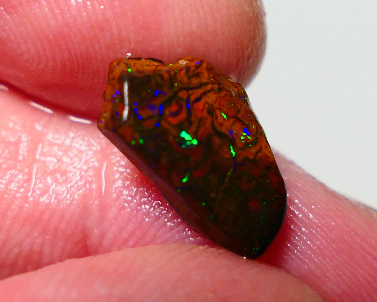 Queensland Boulder Matrix opal 3.60cts rough/rub Winton Bling Gem Bright exotic Oranges/Yellows/Lilacs 15x8x5mm BO-025