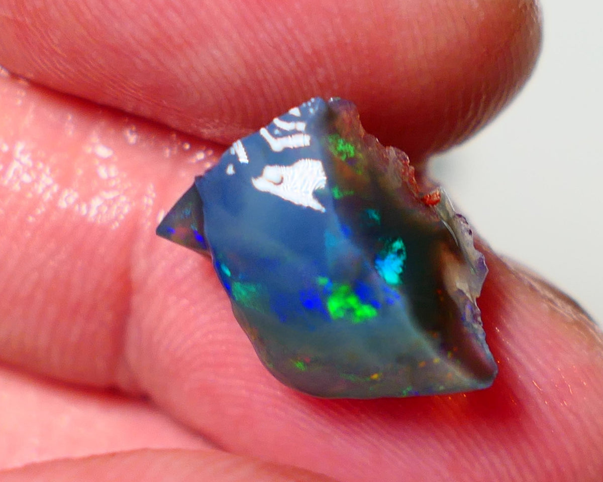 Lightning Ridge RED ALERT Black Crystal knobby Rough Opal 5.40cts Exotic Bright Multi colour fires to Cut / carve & polish 15x10x7mm 1141