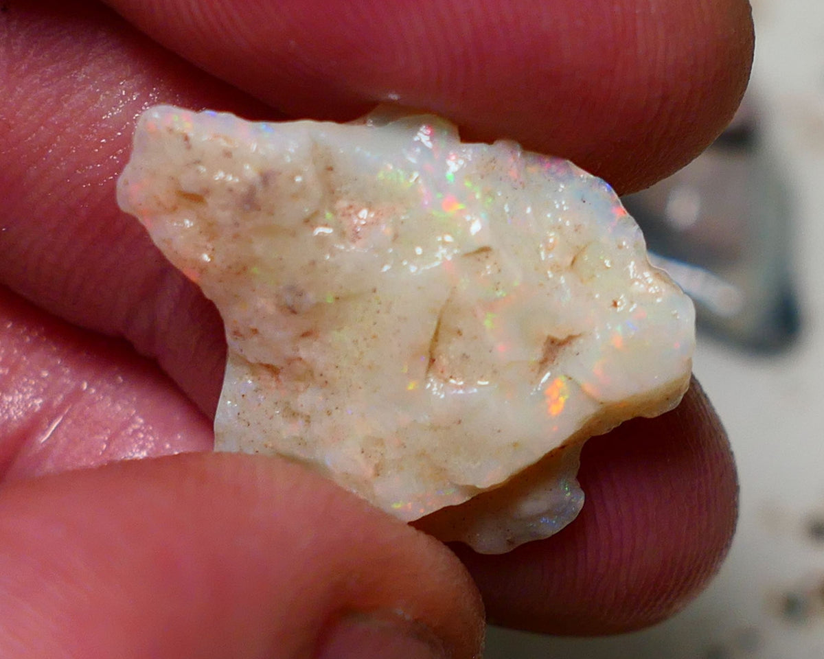 Coober Pedy Opal Rough Light base 10.50cts Gamble nice Orange Dominant Multicolours showing 24x18x5mm 1144