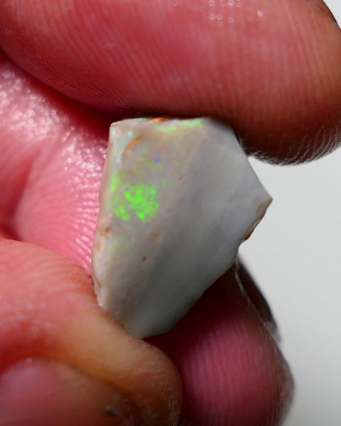 Lightning Ridge Rough Opal 9.70cts Dark Seam showing nice Bright Green Dominant colours 17x10x9mm 1307