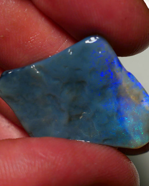 Lightning Ridge Rough Opal 13cts Nice sized Dark Crystal Seam Gorgeous Bright fires in bar to carve 33x26x3mm 1316