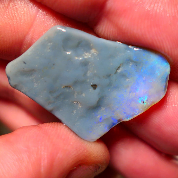 Lightning Ridge Rough Opal 13cts Nice sized Dark Crystal Seam Gorgeous Bright fires in bar to carve 33x26x3mm 1316