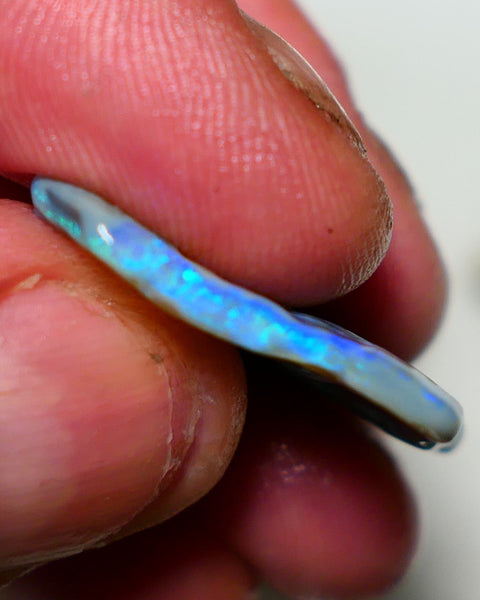 Lightning Ridge Rough Opal 13cts Nice sized Dark Crystal Seam Gorgeous Bright fires in bar to carve 33x26x3mm 1316