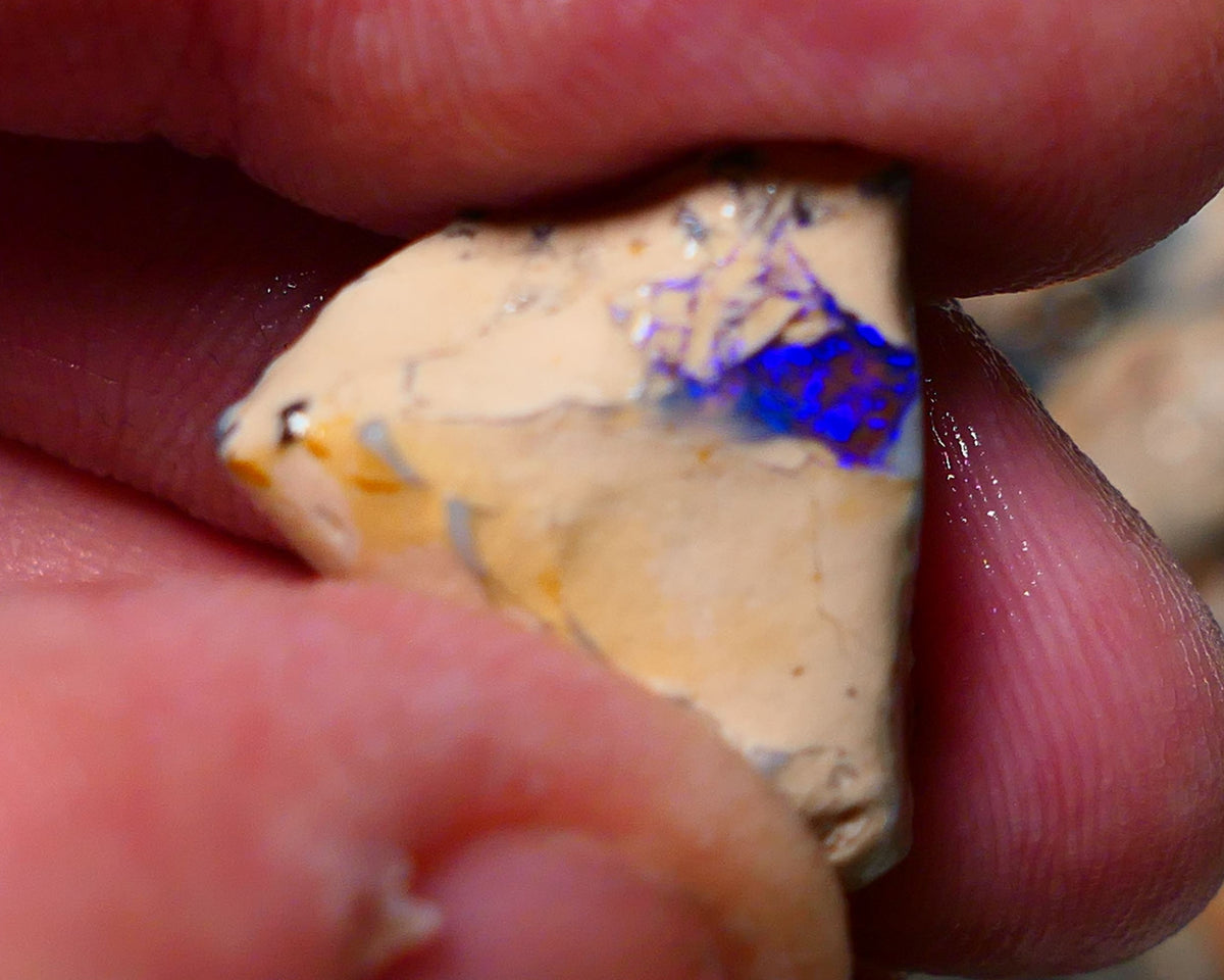 Lightning Ridge Rough Opal 14.75cts Formation showing Very gorgeous Blues on black 19x18x12mm 1337