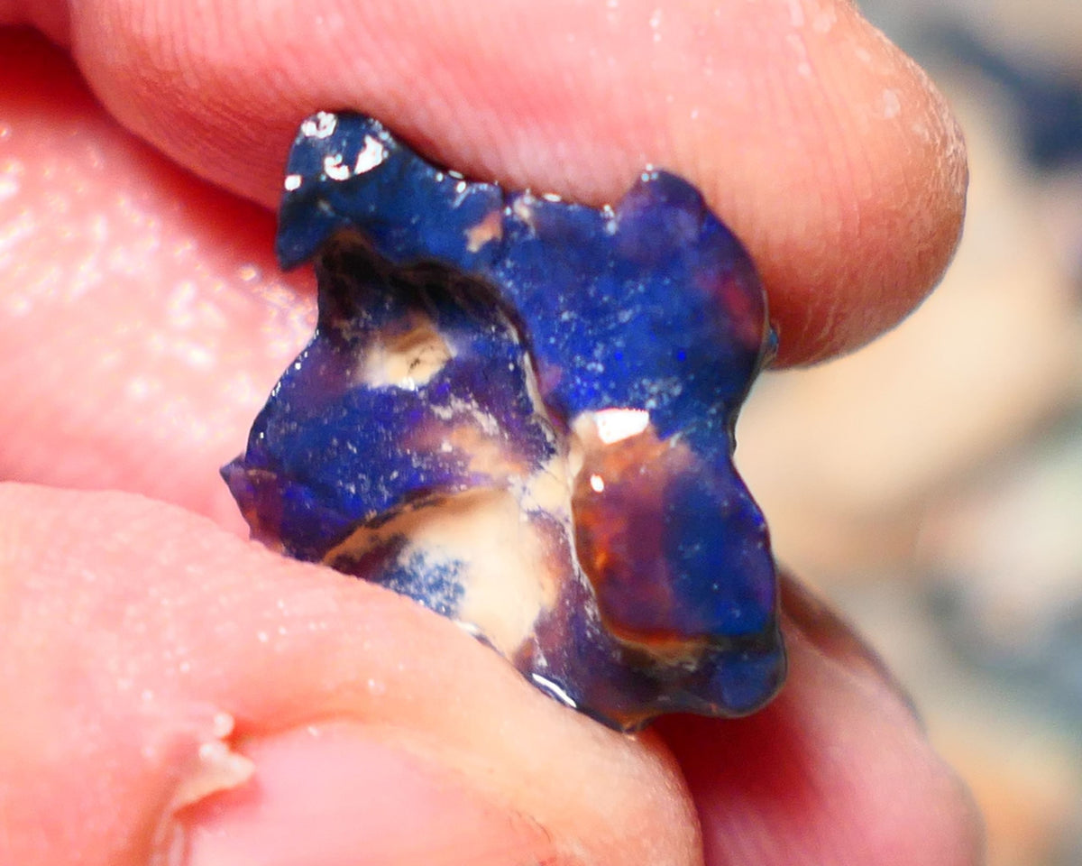 Lightning Ridge Rough Opal 8.50cts Black knobby formation showing some nice Blues 20x18x11mm 1343