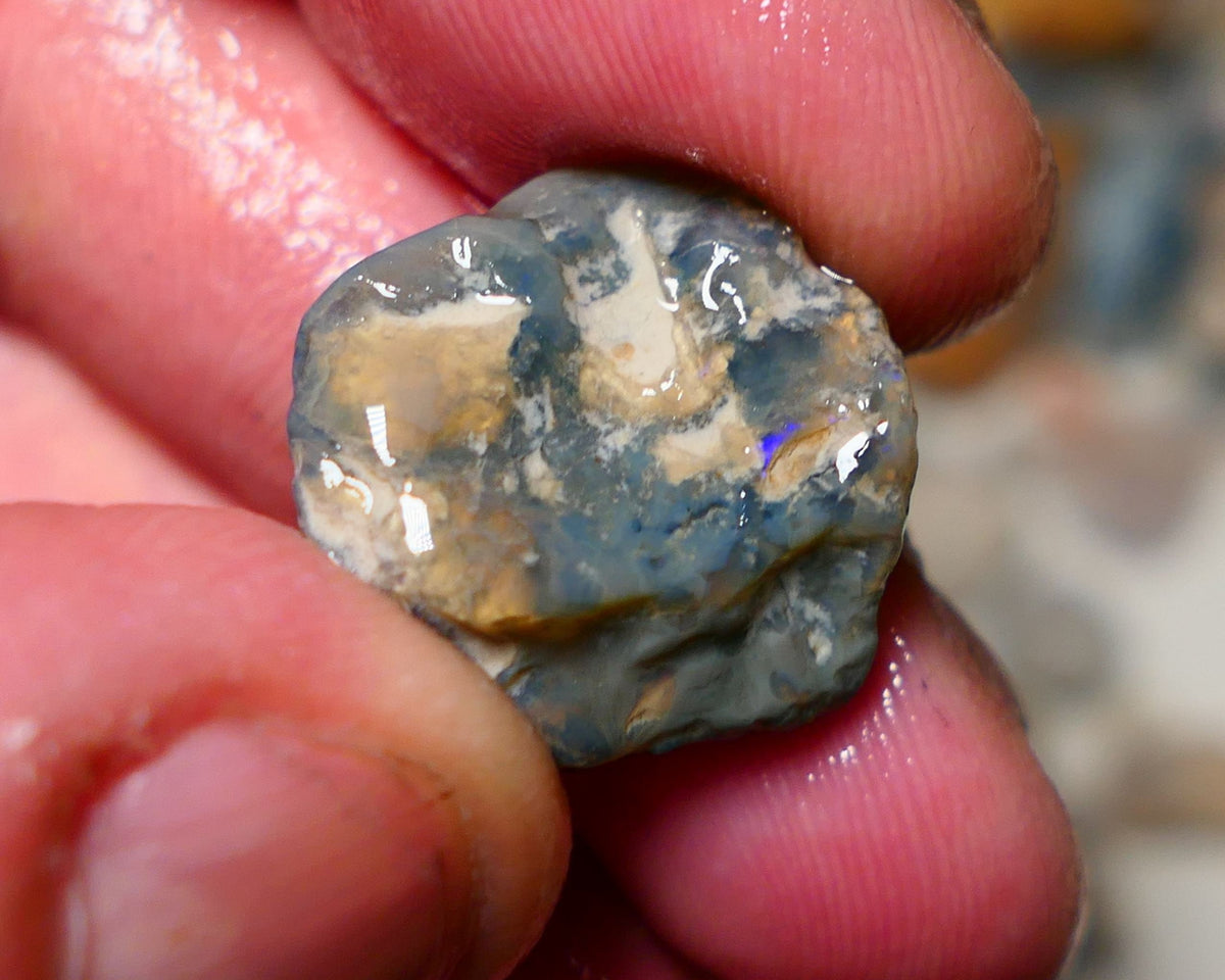 Lightning Ridge Untouched knobby Opal Rough 14cts some blue fires 19x18x9mm A1506