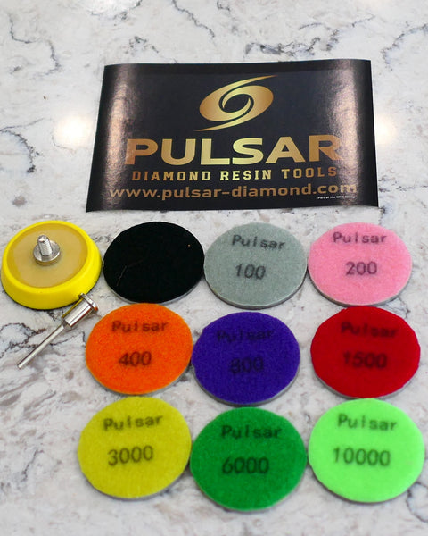 Pulsar Diamond Little Lapper 2"/50mm Resin Diamond Hook & Loop back hard resin flat laps mini lapidary 50-10,000Grit sets