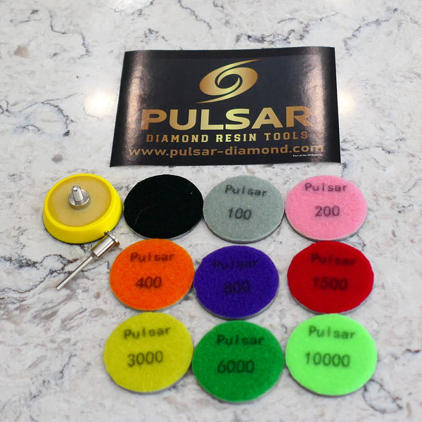 Pulsar Diamond Little Lapper 2"/50mm Resin Diamond Hook & Loop back hard resin flat laps mini lapidary 50-10,000Grit sets