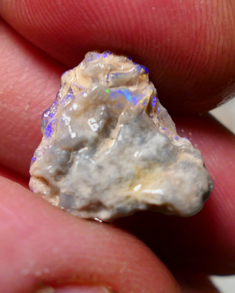 Lightning Ridge Rough Opal 9.75cts Dark Base Gamble Knobby formation showing blue fires 18x17x8mm Auction NS024