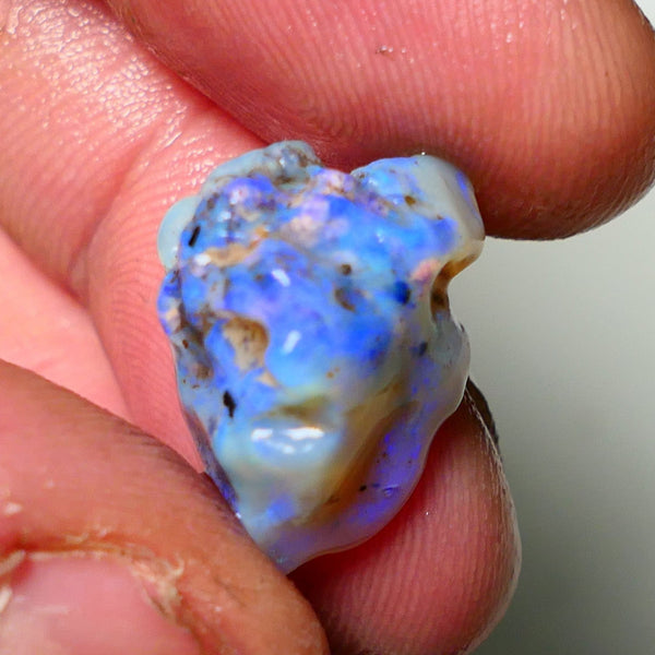 Lightning Ridge Rough Opal 14.50cts Dark Base Gamble Knobby formation Gorgeous blue fires 20x12x12mm NS052