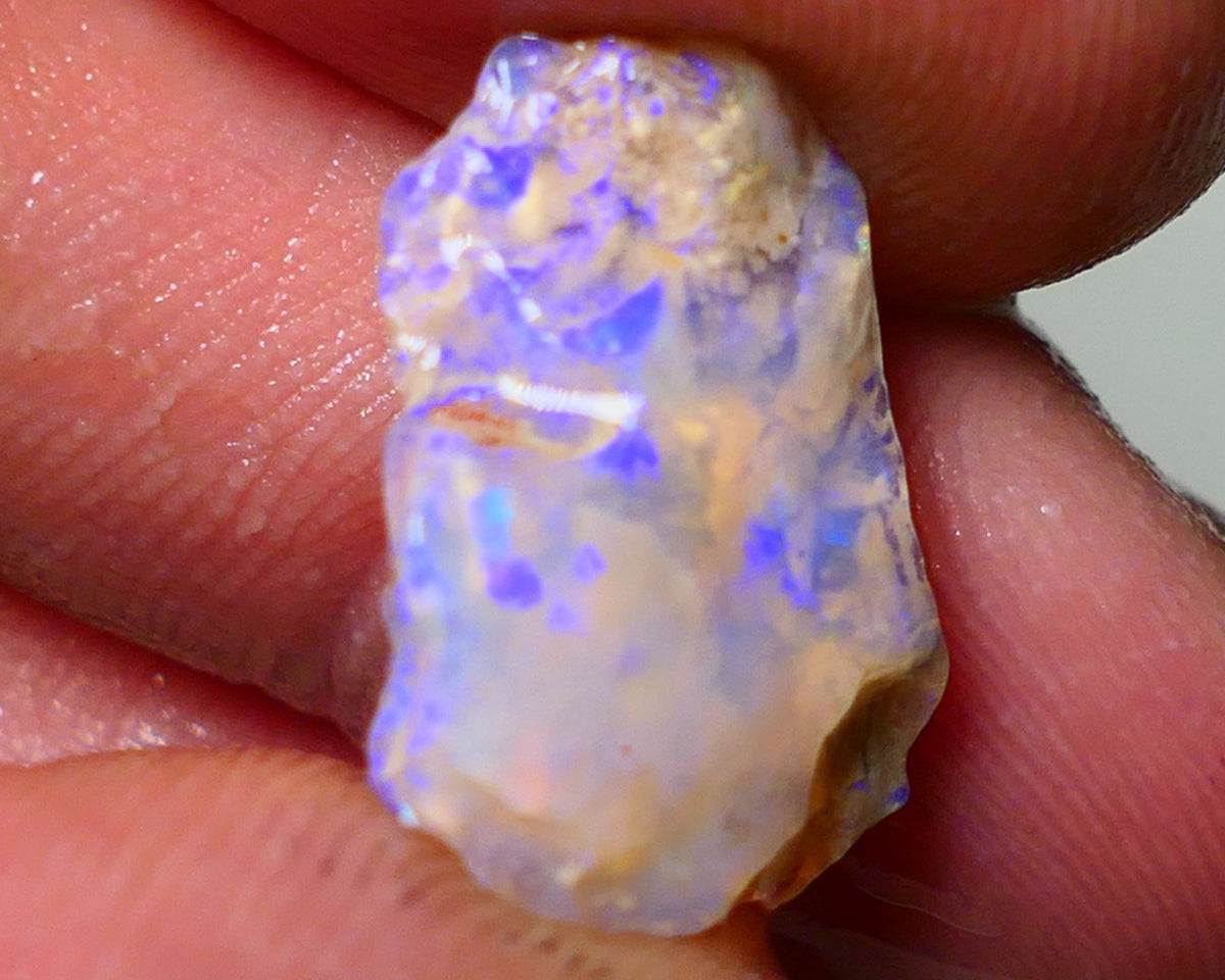 Lightning Ridge Rough Opal 6.5cts Crystal Base Gamble Seam Nice Blue fires showing 19x13x5mm Auction NS051