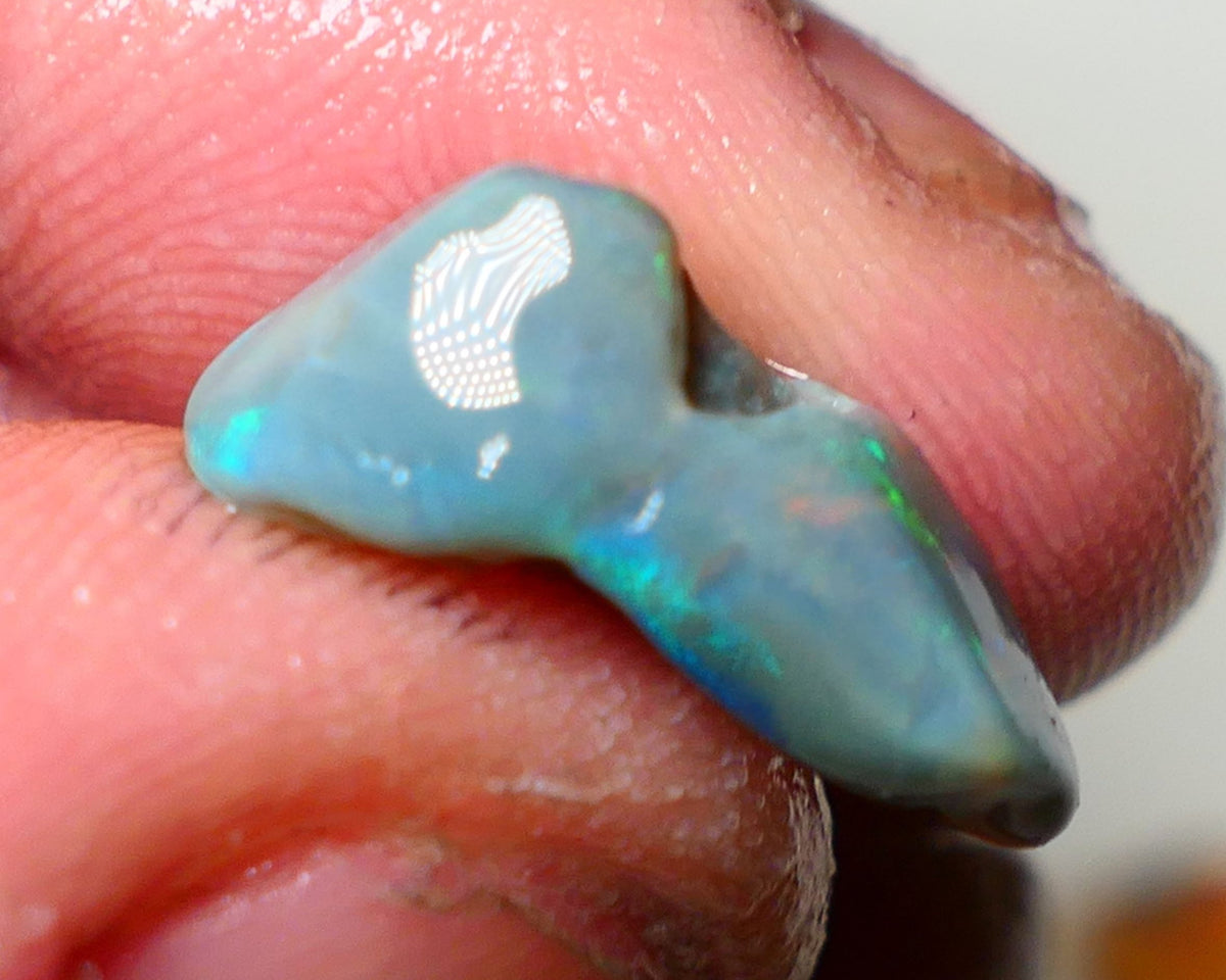 Lightning Ridge Rough Opal 5.75cts Dark Base Seam showing Nice bright blues colours 18x8x7mm NS047