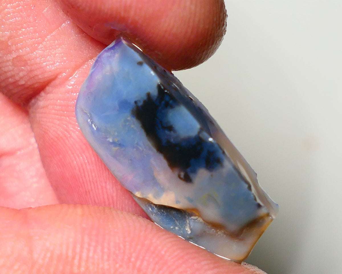 Lightning Ridge Rough Opal 13cts Bit of blue on Dark Gamble Seam 26x12x6mm NS044