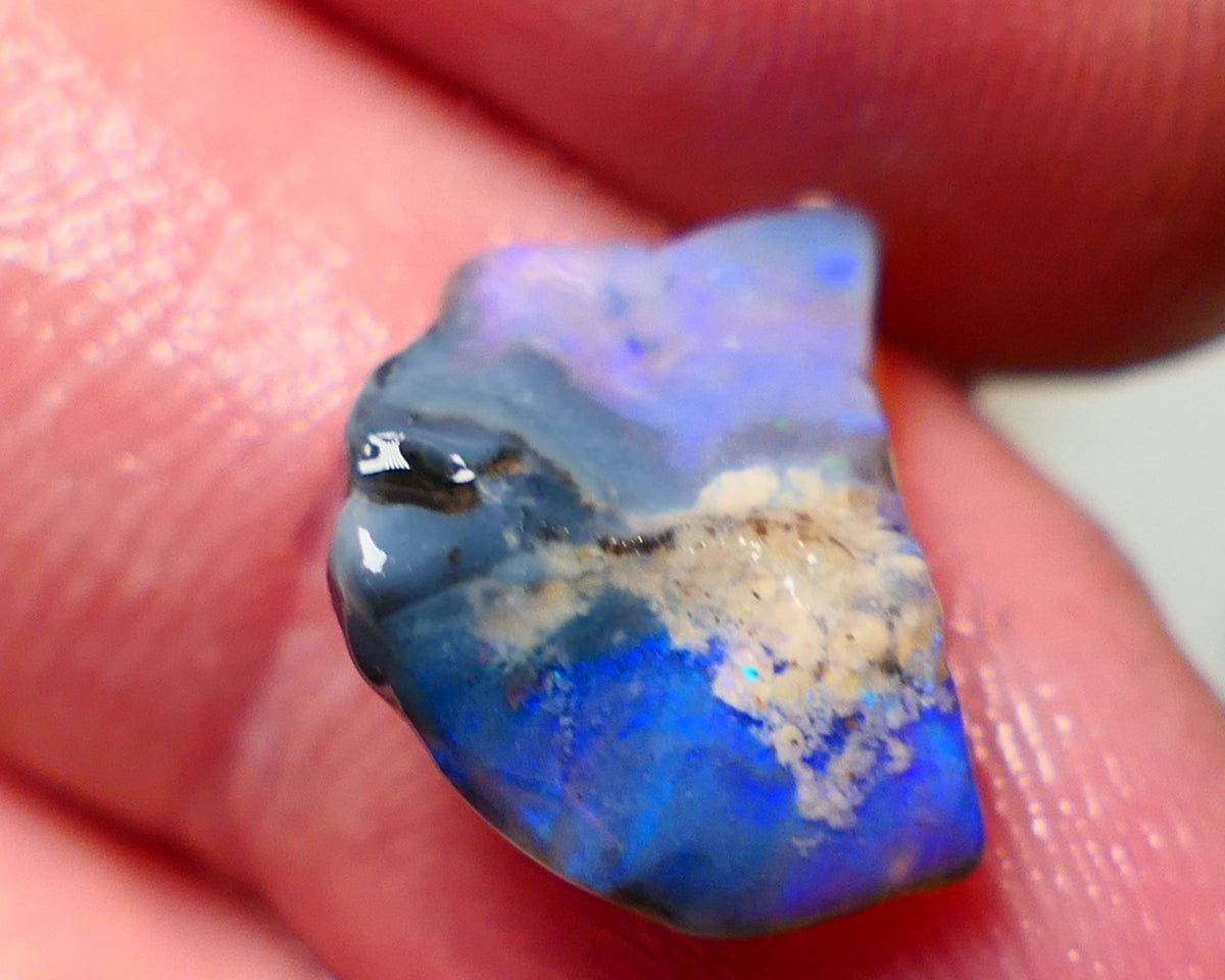 Mulga Rough Opal Gamble 3.50cts Dark Base Seam Blue Dominant fires to Cut / carve & polish 14x10x4mm NS132