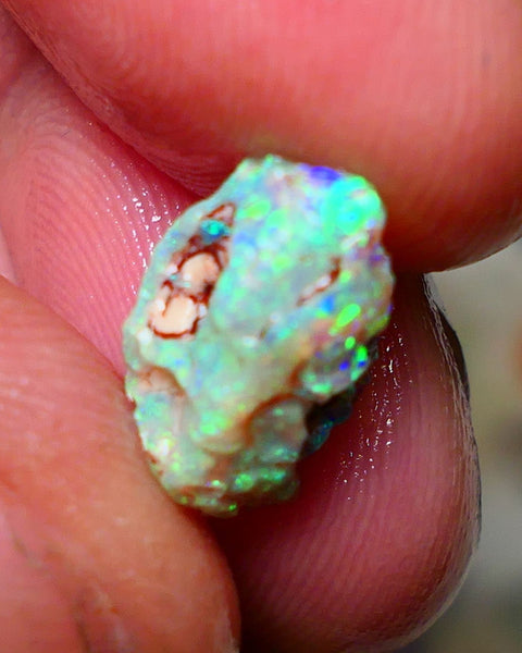 Lightning Ridge Rough Opal 3.75cts Untouched Crystal Knobby rough with Gorgeous Exotic Multicolours 14x9x7mm Auction NS074