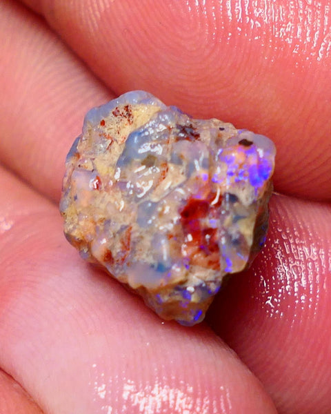 Lightning Ridge Rough Opal 10cts Dark Base Gamble Knobby formation Nice blue fires 16x13x10mm Auction NS073