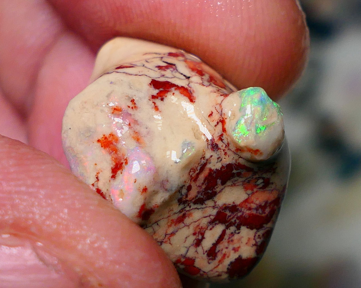 Lightning Ridge Rough Opal 13.50cts Untouched Dark/Crystal Seam formation Pink / Yellow/ orange dominant Multicolours 22x16x9mm NS059