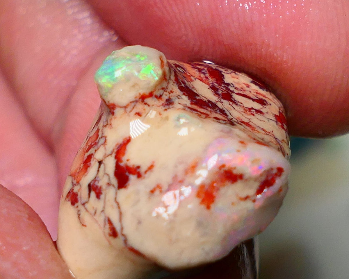 Lightning Ridge Rough Opal 13.50cts Untouched Dark/Crystal Seam formation Pink / Yellow/ orange dominant Multicolours 22x16x9mm NS059