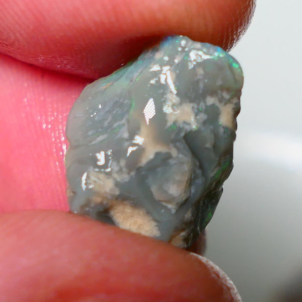 Lightning Ridge Rough / Rub  Dark Seam opal Miners Bench® 5.60cts Gorgeous Green/Blue dominant Fires 15x12x6mm NS077