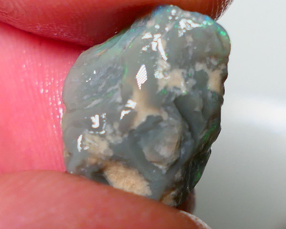 Lightning Ridge Rough / Rub  Dark Seam opal Miners Bench® 5.60cts Gorgeous Green/Blue dominant Fires 15x12x6mm NS077