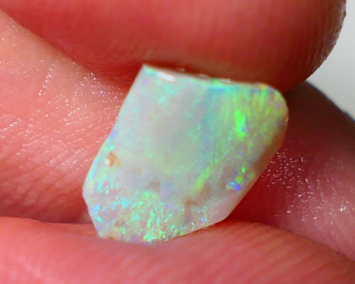 Lightning Ridge Opal Dark Crystal Base Seam Rough Rub 1.60cts Nice Green Blue dominant fires 11x9x2mm NS124