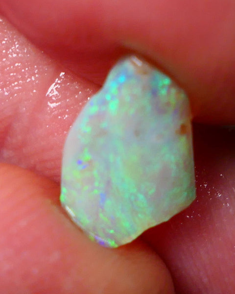 Lightning Ridge Opal Dark Crystal Base Seam Rough Rub 1.60cts Nice Green Blue dominant fires 11x9x2mm NS124