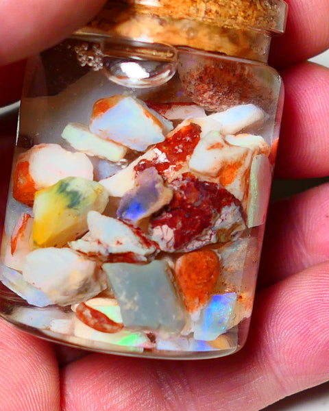 Coober Pedy Opal Rough Parcel Light & Crystal 120cts Gamble but has lots Multicolours / colours to go at 15mm to chip size CPJAR03