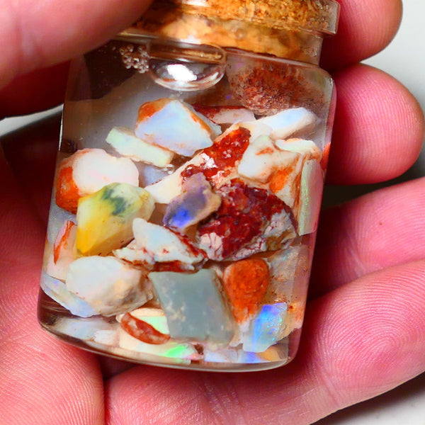 Coober Pedy Opal Rough Parcel Light & Crystal 120cts Gamble but has lots Multicolours / colours to go at 15mm to chip size CPJAR03