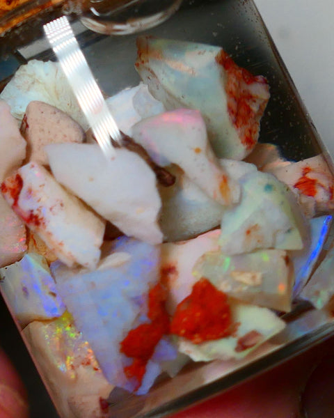 Coober Pedy Opal Rough Parcel Light & Crystal 120cts Gamble but has lots Multicolours / colours to go at 15mm to chip size CPJAR05