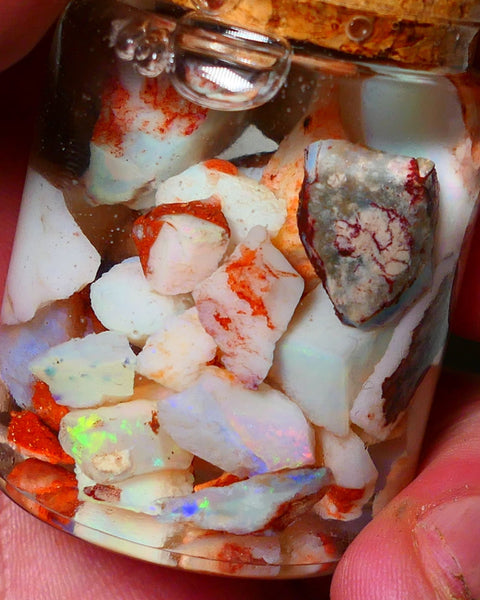 Coober Pedy Opal Rough Parcel Light & Crystal 120cts Gamble but has lots Multicolours / colours to go at 15mm to chip size CPJAR05