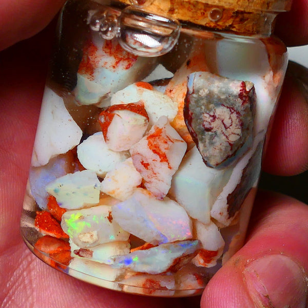 Coober Pedy Opal Rough Parcel Light & Crystal 120cts Gamble but has lots Multicolours / colours to go at 15mm to chip size CPJAR05