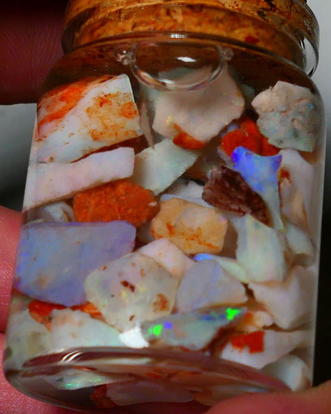 Coober Pedy Opal Rough Parcel Light & Crystal 120cts Gamble but has lots Multicolours / colours to go at 15mm to chip size CPJAR05