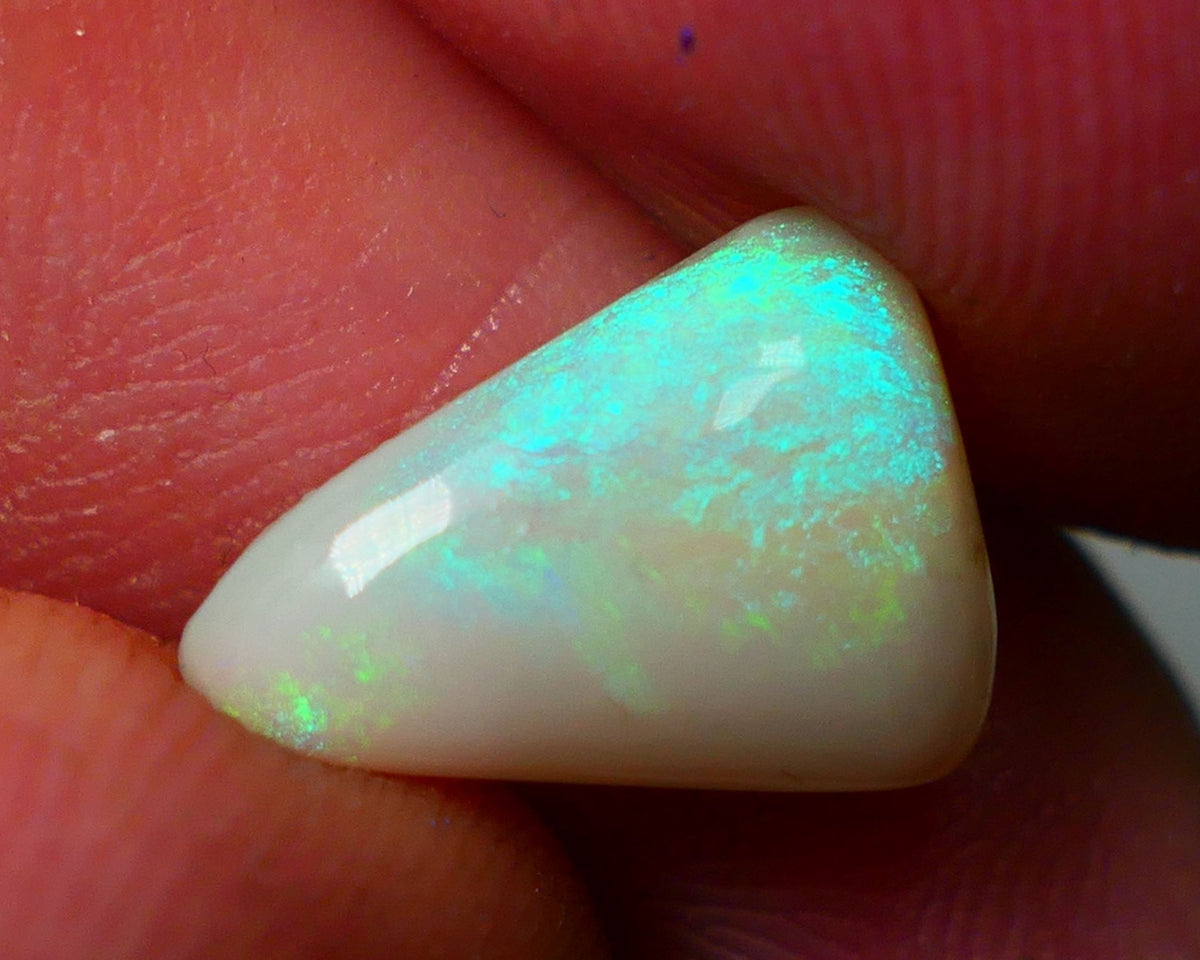 Lightning Ridge Dark Opal Gemstone 4.15cts zone of nice Light Green fires 13x10x5mm NS122