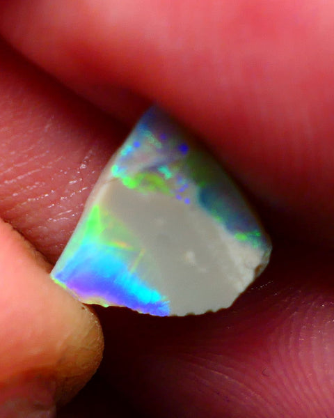 Lightning Ridge Rough / Rub Seam opal Miners Bench® 1.40cts Exotic Bright Yellow/Blue/Teal Fires 11x10x2mm AUCTION NS093