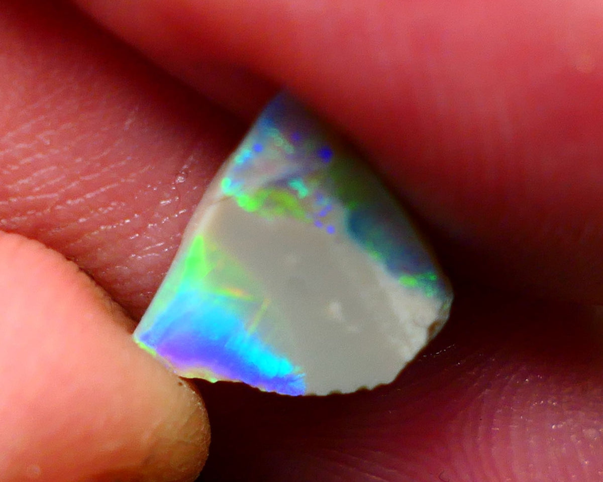 Lightning Ridge Rough / Rub Seam opal Miners Bench® 1.40cts Exotic Bright Yellow/Blue/Teal Fires 11x10x2mm AUCTION NS093